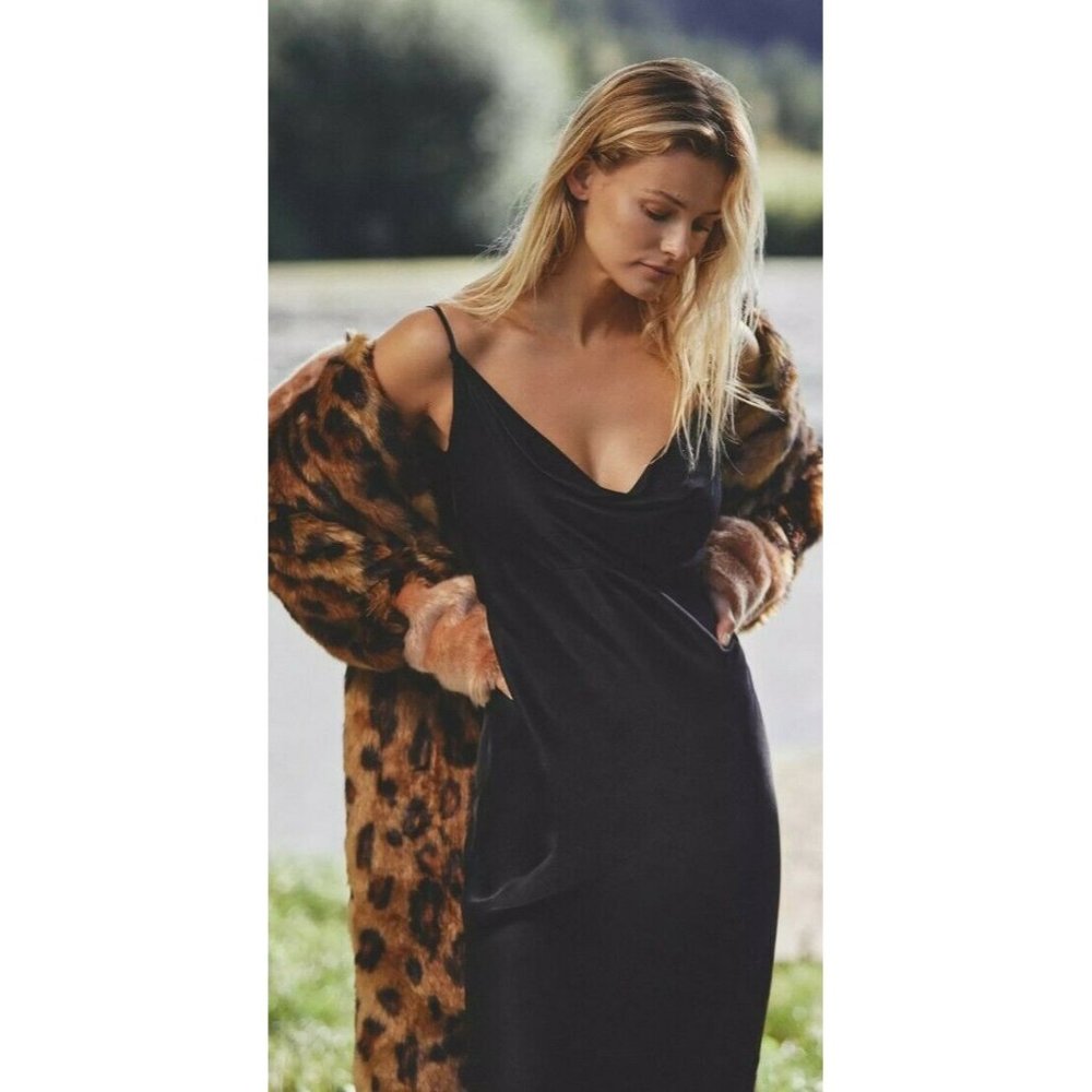 NWT ANTHROPOLOGIE DRESS ELYSE BIAS SLIP DRESS MIDI BLACK SIZE SMALL